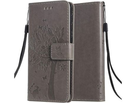 Capa Fólio para iPhone 12/12 Pro HONGWE. Pele Sintética Castanho