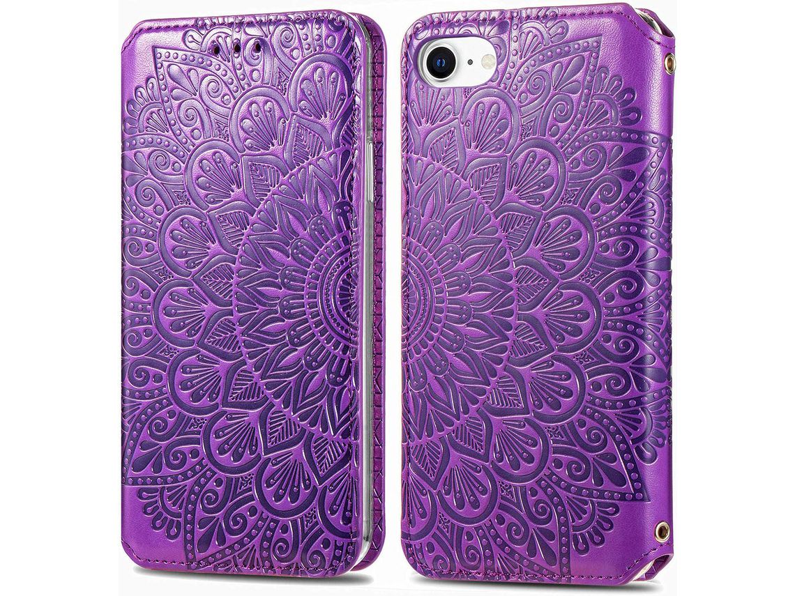 Capa Fólio para iPhone SE HONGWE. Anti-Choque com Porta-Cartões Castanho