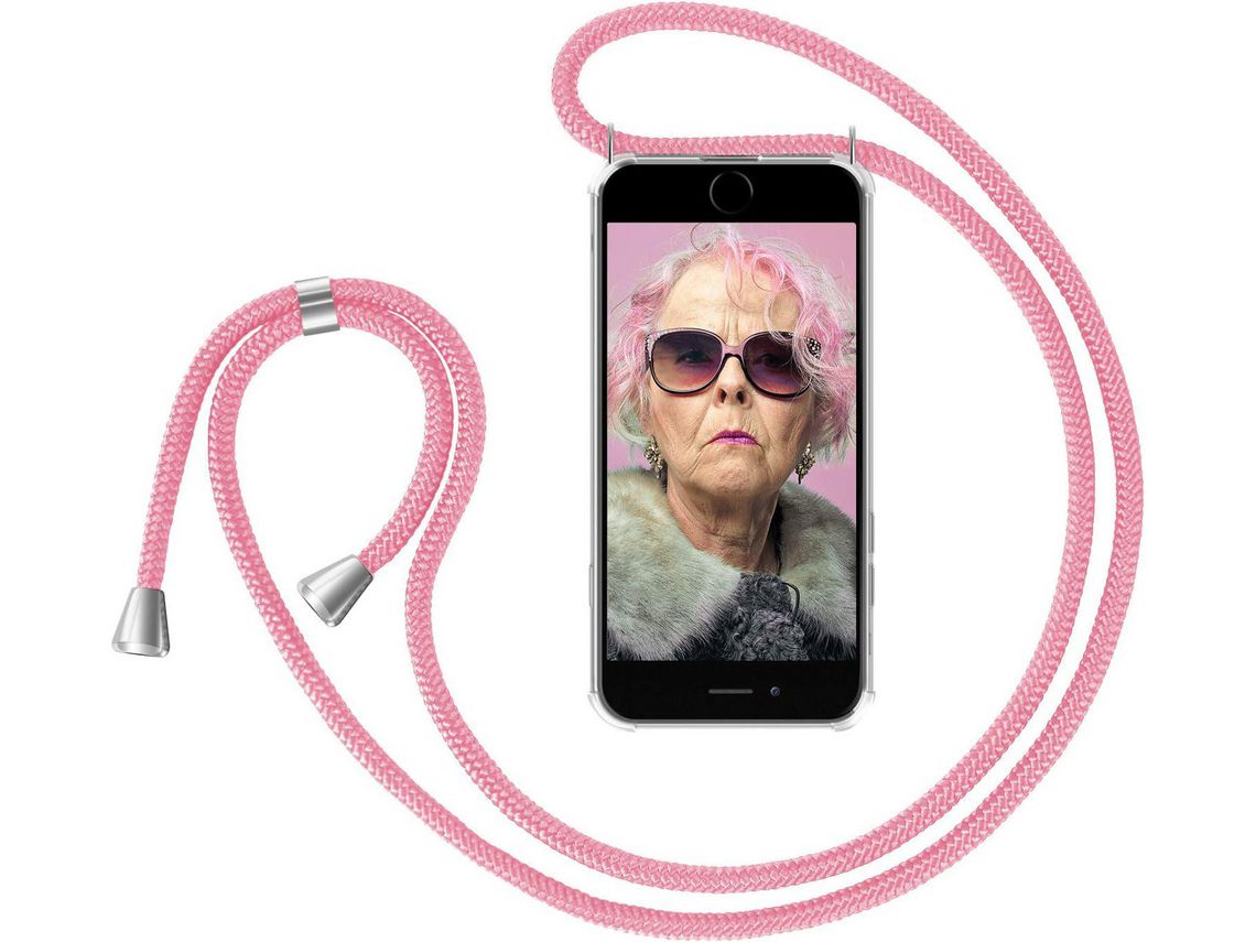 Capa com Cordão para iPhone 7 Plus/5/8 Plus HONGWE. Rosa