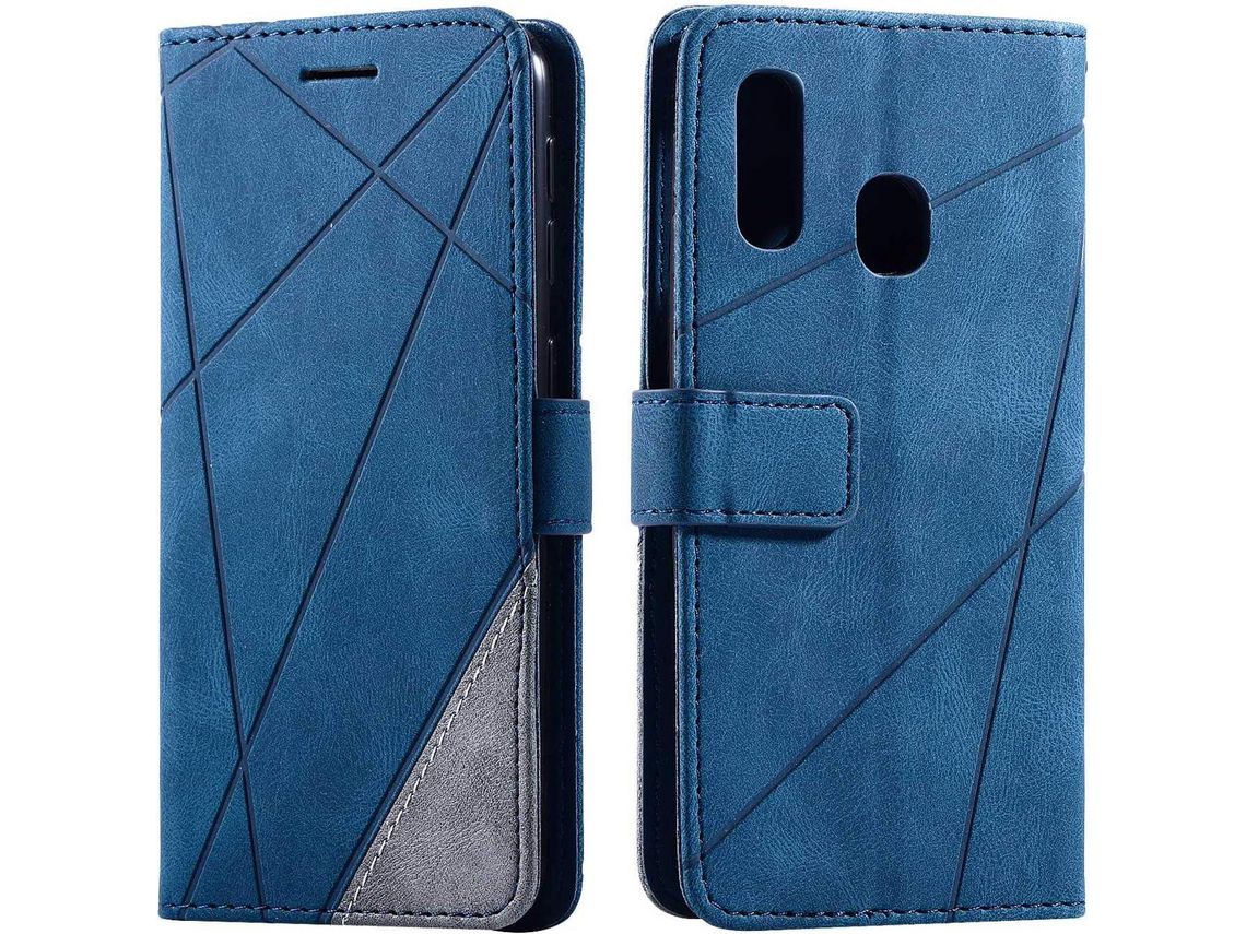 Capa Fólio para Samsung Galaxy A20 HONGWE. Pele Sintética Magnética Castanho