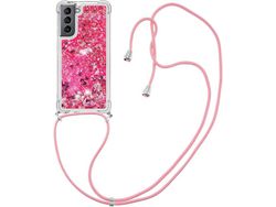 Correia Colar Líquido Brilhante para Samsung Galaxy S21+/S21 HONGWE. Anti-Choque Transparente