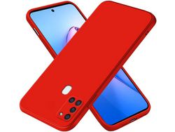 Capa para Samsung Galaxy A21 HONGWE. Textura Macia Vermelho