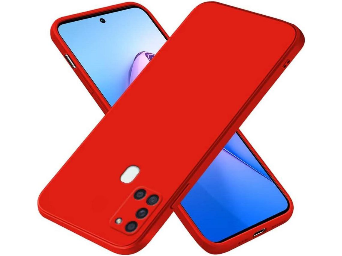 Capa para Samsung Galaxy A21 HONGWE. Textura Macia Vermelho