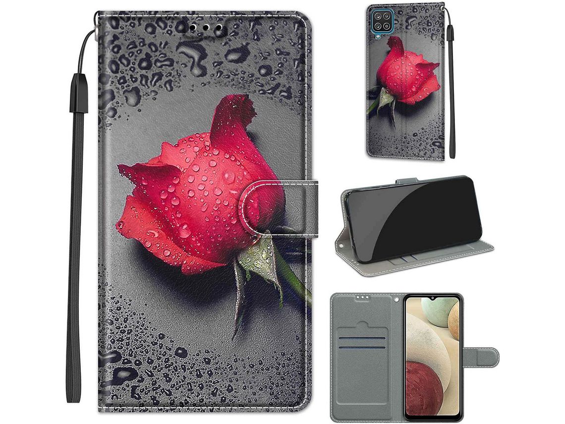 Capa com Cordão para Samsung Galaxy A12 HONGWE. Magnética Multicor