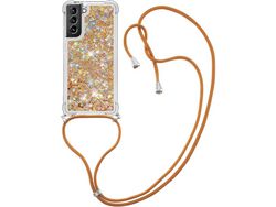 Correia Colar Líquido Brilhante para Samsung Galaxy S21+/S21 HONGWE. Anti-Choque Transparente