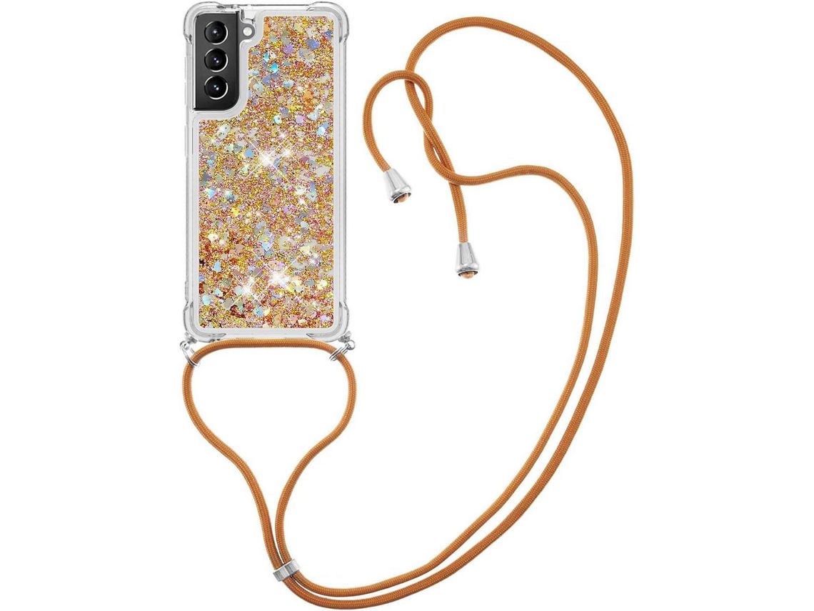 Correia Colar Líquido Brilhante para Samsung Galaxy S21+/S21 HONGWE. Anti-Choque Transparente