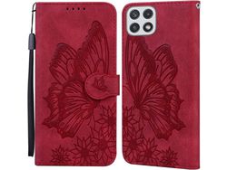 Capa para Samsung Galaxy A22 5G HONGWE. Pele Sintética Anti-Choque Magnética Premium Castanho