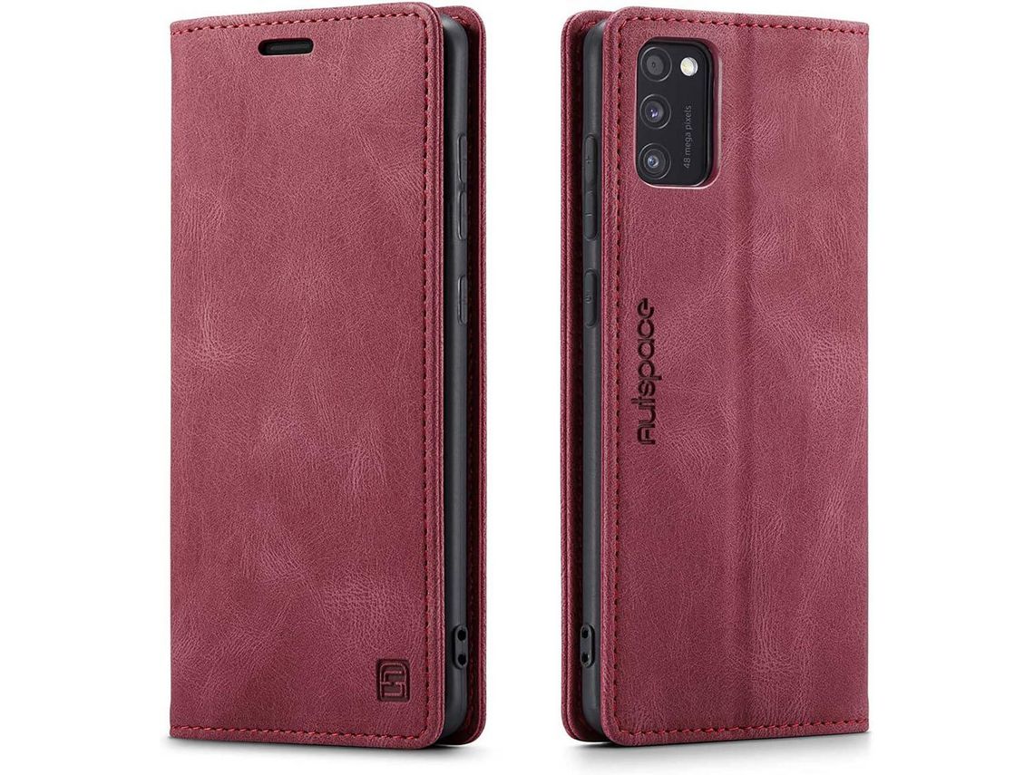 Capa Fólio para Samsung Galaxy A41 HONGWE. Pele Sintética Magnética Castanho