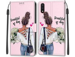 Capa Fólio para Samsung Galaxy A01 HONGWE. Castanho