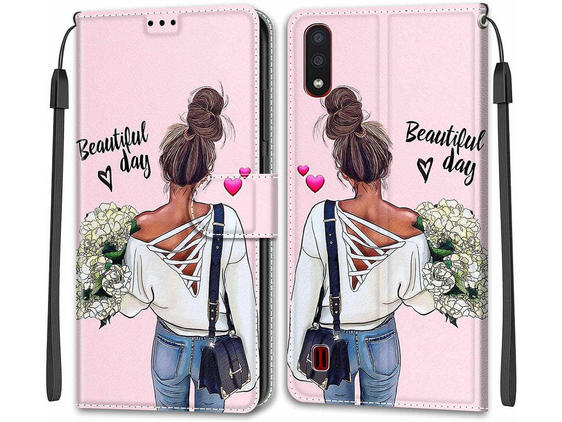 Capa Fólio para Samsung Galaxy A01 HONGWE. Castanho