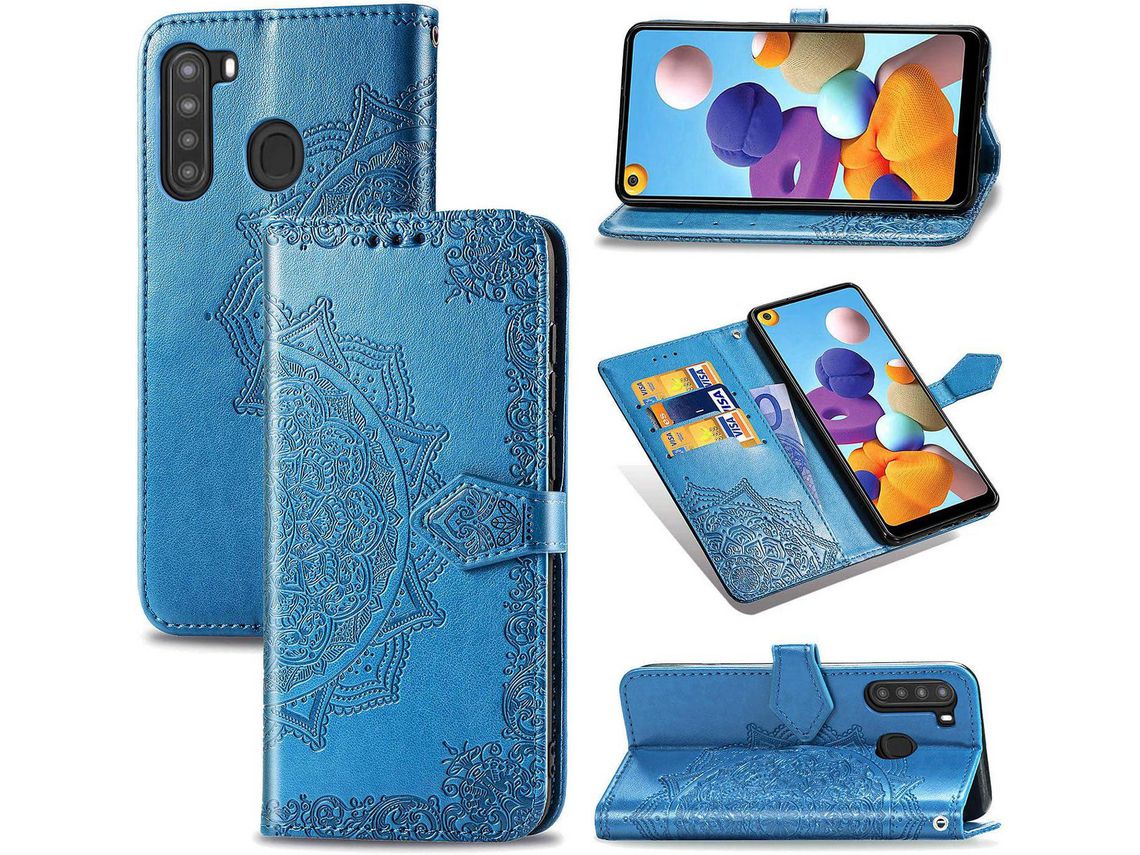 Capa para Samsung Galaxy A21 HONGWE. Pele Premium Castanho