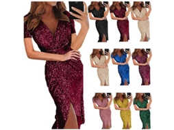2026 vestido de Lentejuelas para Mulher Estilo Europeu e Americano Elegante para Festa e Noite Club