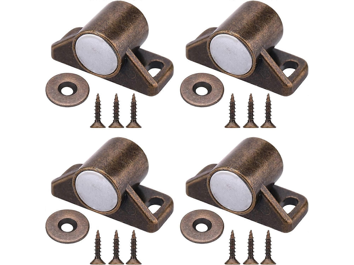 4 Ímãs De Porta Com Travas E Parafusos De Aço Inox (bronze)