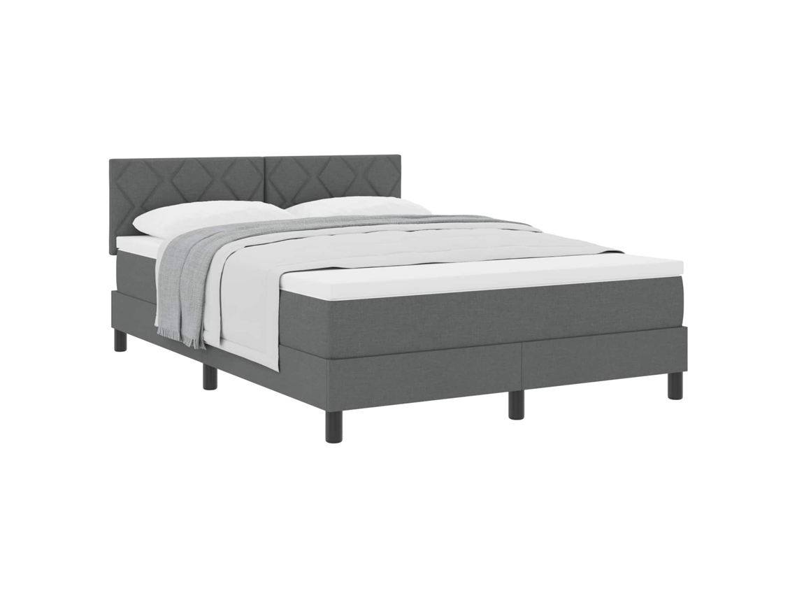 Cama Box com Colchão Cinza Escuro 140 X 200 Cm Tecido MAISON EXCLUSIVE