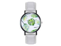 Reloj De Pulsera De Cuarzo Con Correa De Cuero Pu Hojas Modernas Zhoulianfa Gris Unisex
