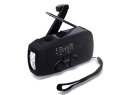 Lanterna AQUAFORGE com 3 modos, luz de leitura, alarme sos, bateria externa, rádio de emergência am/fm/wb, manivela, solar/usb