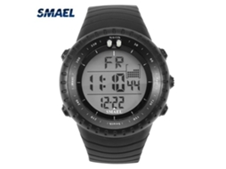 Reloj Deportivo Digital Smael Con Luz Led Retroiluminada Redondo Negro