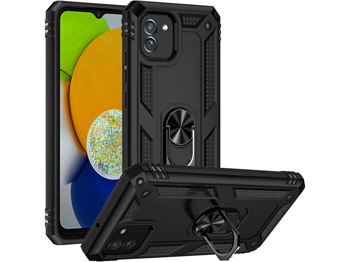 Película de Ecrã para Samsung Galaxy A03 HONGWE. Anti-Choque com Anel de Suporte Verde