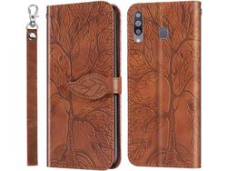 Capa Fólio para Samsung Galaxy A20 HONGWE. Magnética Castanho