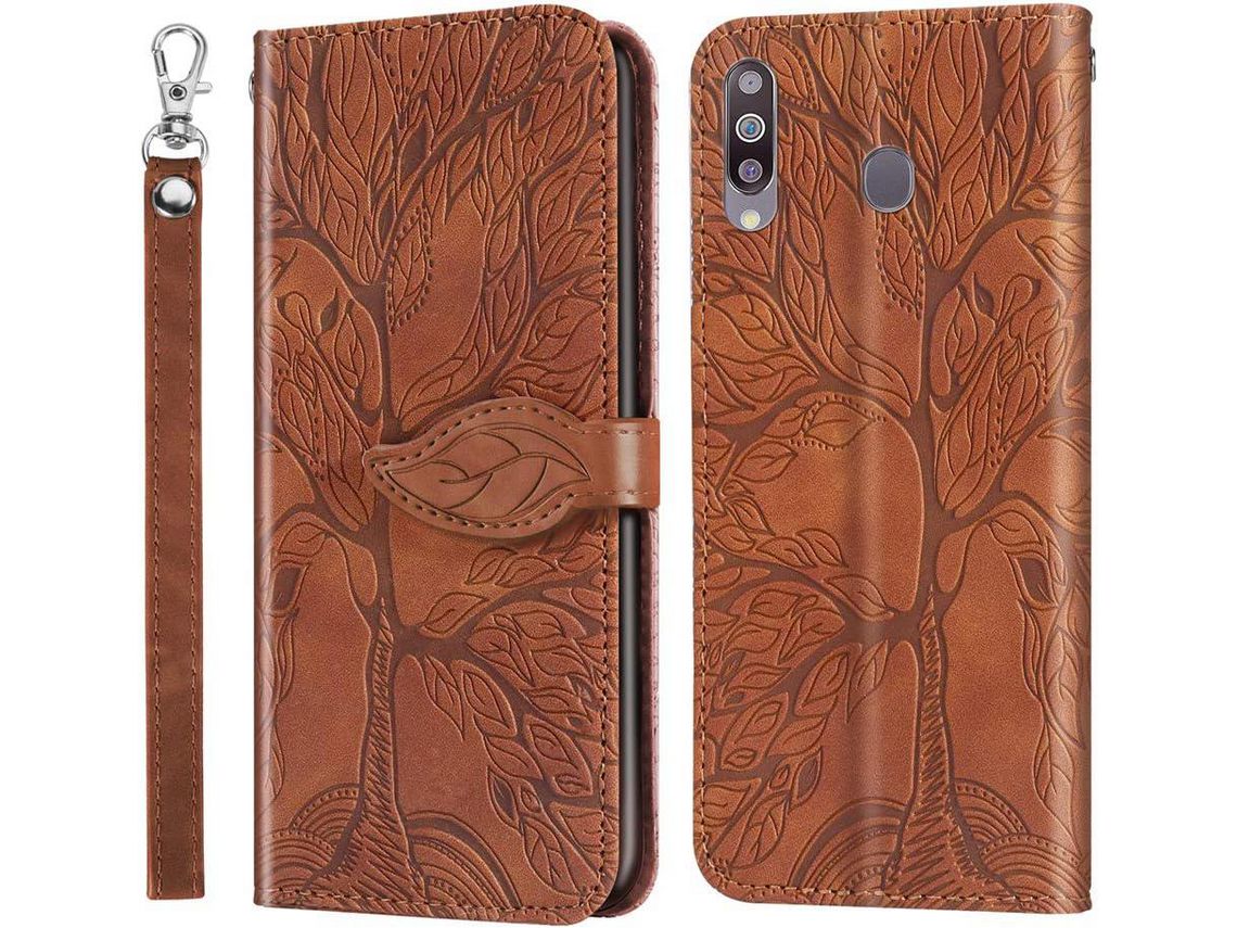 Capa Fólio para Samsung Galaxy A20 HONGWE. Magnética Castanho