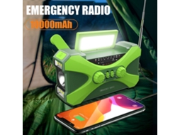 Mordely Vevradio Powerbank De 10000mah Com Células Solares E Lanterna Verde