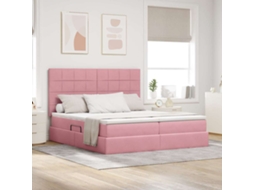 Vidaxl Cama Com Armazenamento Com Cabeceira Rosa 200 X 200 Cm Veludo
