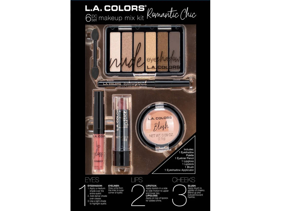 Conjunto de Maquilhagem L.A. COLORS Get The Look Romantic Chic (6 peças)