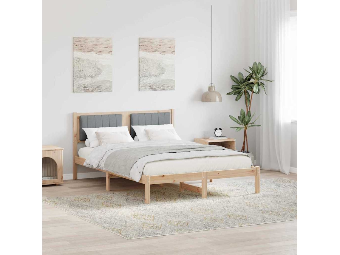 Vidaxl Estrutura De Cama Com Cabeceira Estofada Cinzento-claro