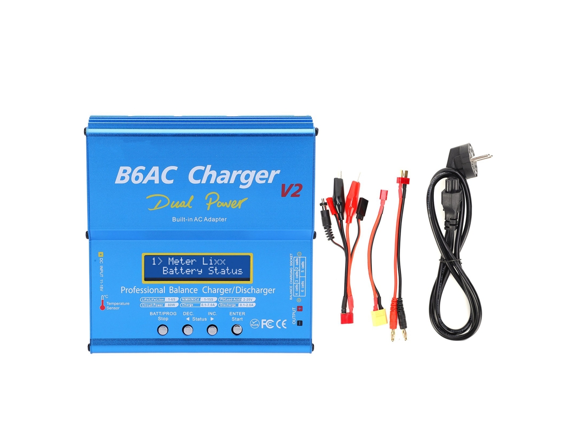 Cargador Descarregador Inteligente De Equilíbrio De Liga De Alumínio 80w 7a B6ac V2 Azul Plug Ue 220v