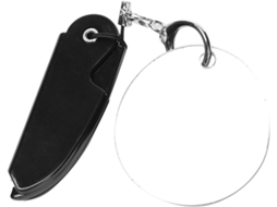 Caneta multifuncional e compacta dobrável em acrílico para residências com espelho oval.