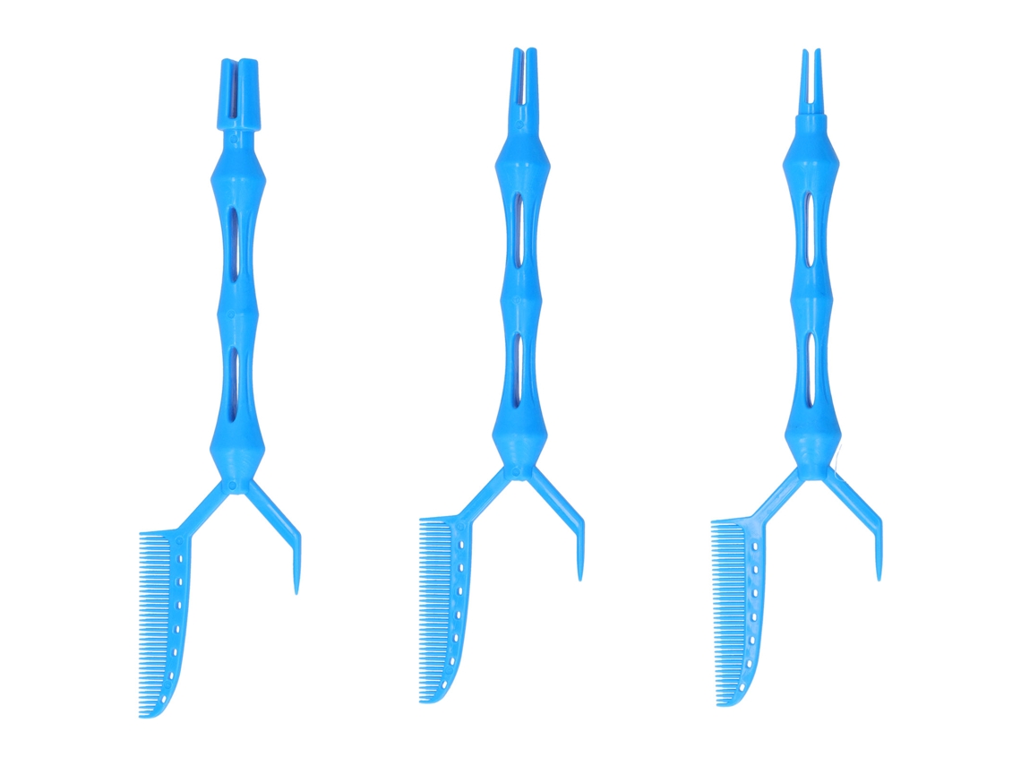 Jogo De Ferramentas De Estilo Para Cabelo Com Pentes De Permanência, Colorimento E Modelagem Em Azul