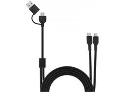 Cabo MUVIT USB-C + USB-A Doble Cabo A USB-C (3A - 15W - 0,2M - Preto)