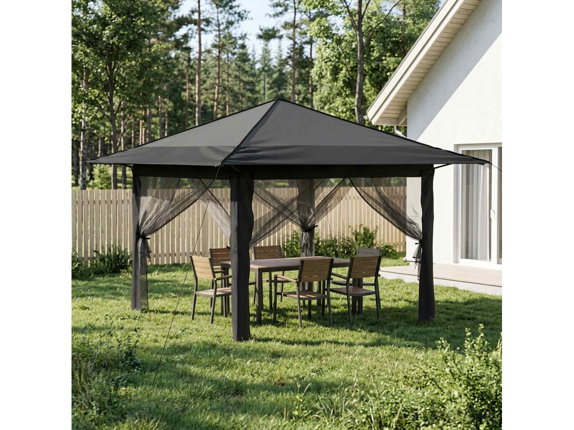 Vidaxl Gazebo Com 4 Laterais Cinzento-claro E Antracite