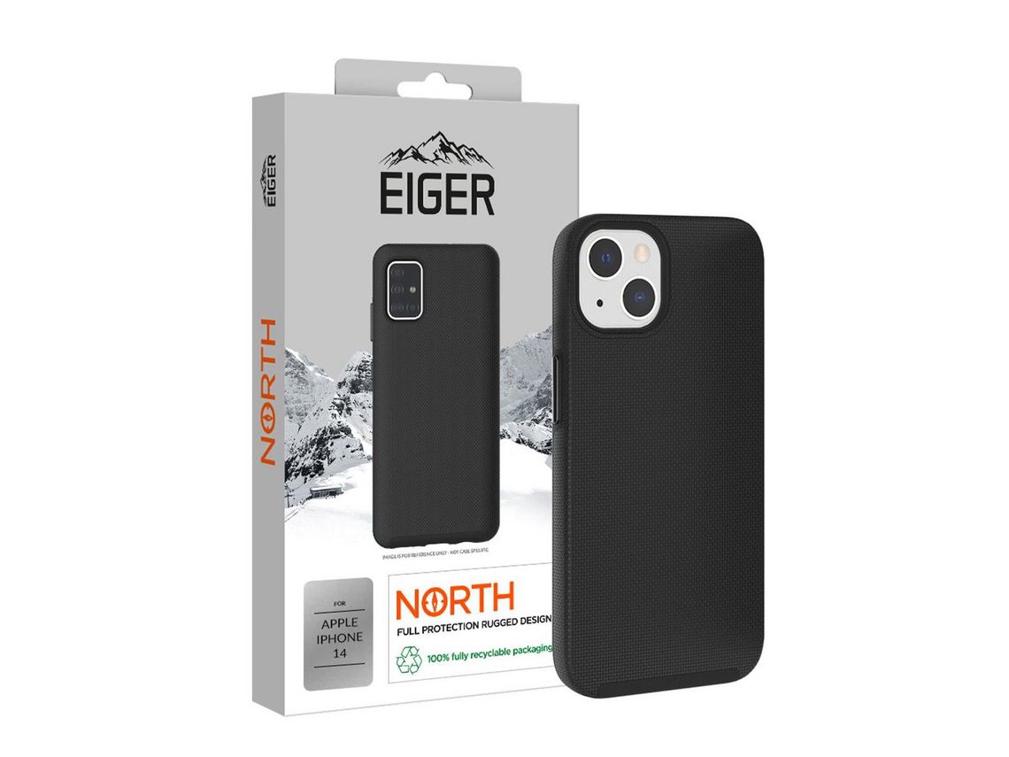 Capa para iPhone 14 EIGER Pele Sintética Preto