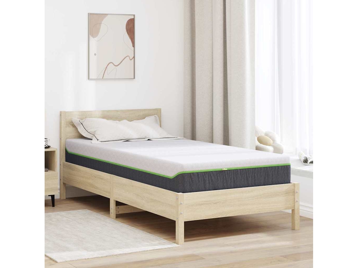Vidaxl Colchão Branco E Cinza 90 X 200 Cm Tecido Jacquard