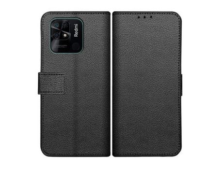 Capa Fólio para Xiaomi Redmi 10C JUSTINCASE Pele Sintética Preto