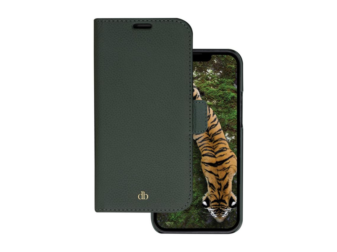 Capa Fólio para iPhone 14 Pro Max DBRAMANTE1928 Pele Verde