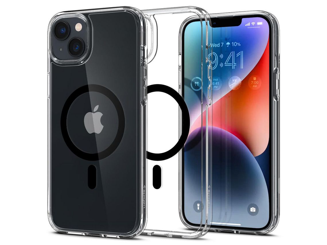 Capa para iPhone 14 Plus SPIGEN Pele Sintética Preto