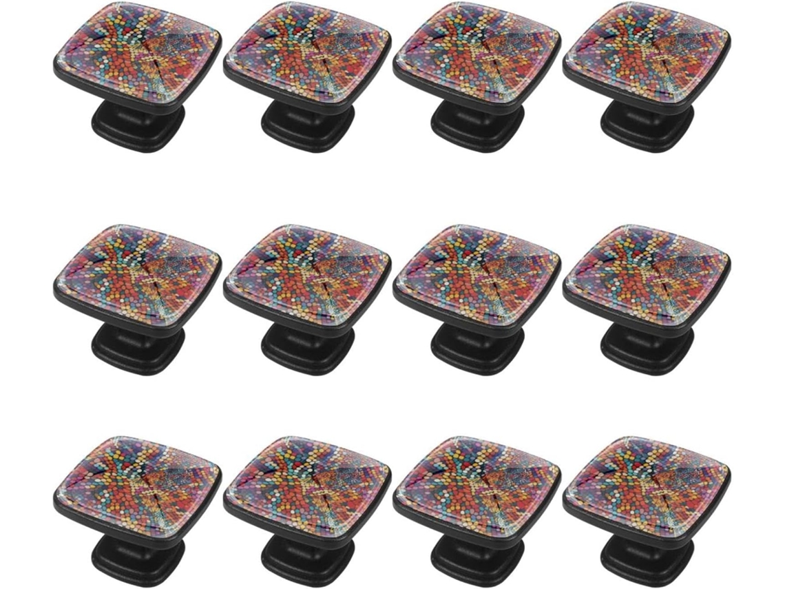 Puxadores Quadrados Para Gavetas De Cômoda, Puxadores Para Armários De Cozinha, 12 Peças, Padrão Geométrico Abstrato E