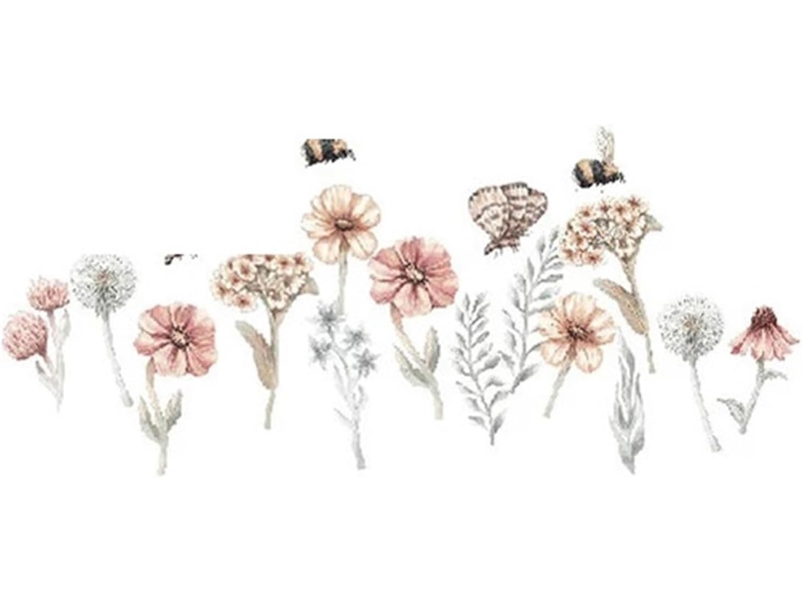 Adesivos De Parede Com Flores Grandes Em Aquarela Para Quarto, Sala De Estar, Cozinha E Decoração De Casa (80 Cm De Largura X 37 Cm De Altura)