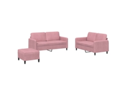 Conjunto 3 de Sofás Veludo Vida Xl Rosa