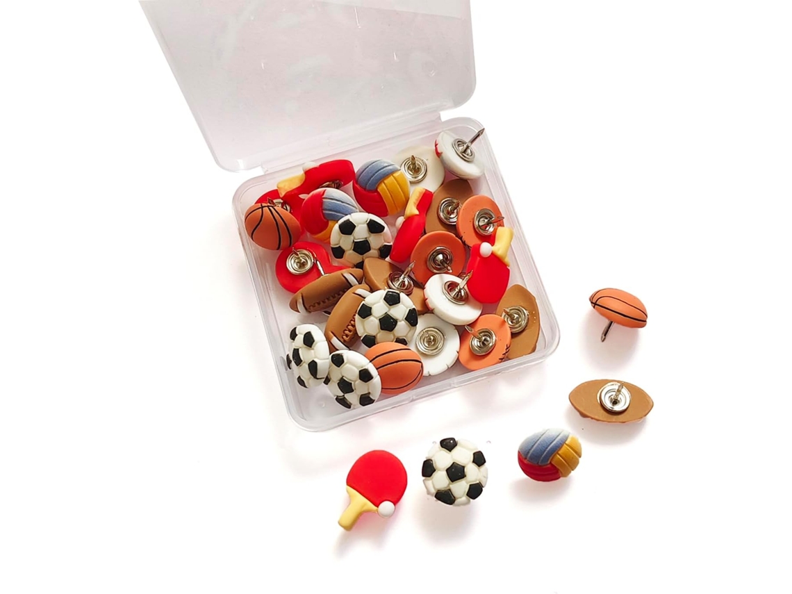 Conjunto De Tachinhas Decorativas Para Bolas Esportivas, Com Desenhos De Basquete, Futebol, Vôlei E Pingue Pongue Bola