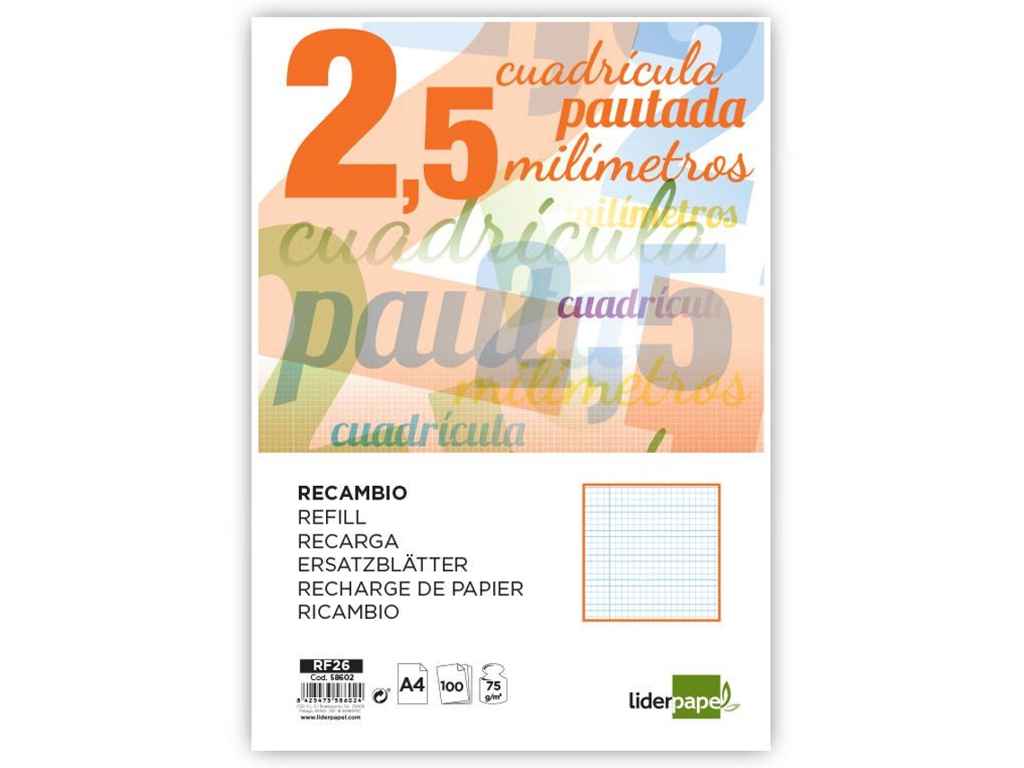 Recarga de Folhas LIDERPAPEL 75g/m² (A4)