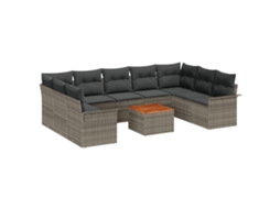Conjunto 10 Sofá De Jardim Vidaxl Cinzento Vime Pe (55 X 55 X 37 Cm)
