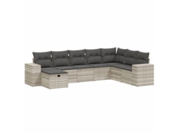 Conjunto 8 Conjunto De Sofás De Jardim Vidaxl Cinzeto Vime Pe (83 X 62 X 69 Cm)