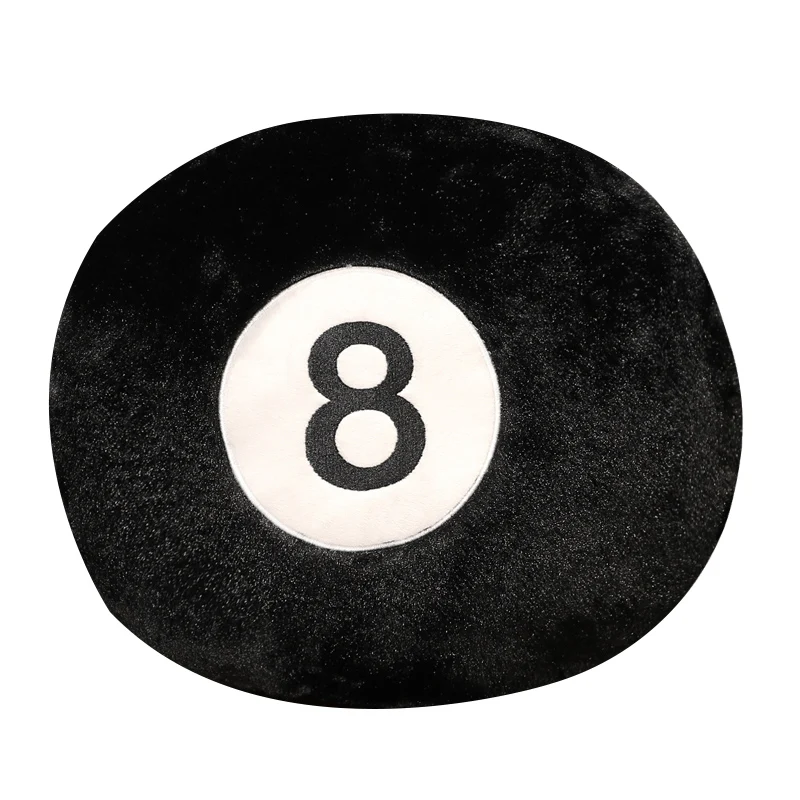 Almofada de Pelúcia Requintada e Realista em Formato de Bola 8, Brinquedo de Pelúcia Macio MDUG (preto, 35 Cm)
