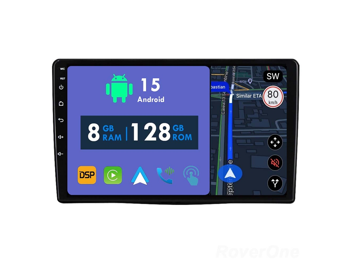 Auto Rádio Carro Bluetooth Autoradio 8GB RAM 128G ROM CarPlay Navegação GPS Ecrã Táctil RoverOne para Fiat 500L 2012-2017  