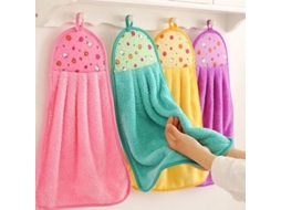 Rebe set de 4 Toalhas Suaves de Felpa Coral para Cozinha Ou Banheiro com Design de Corda Pendente para Secagem Rápida