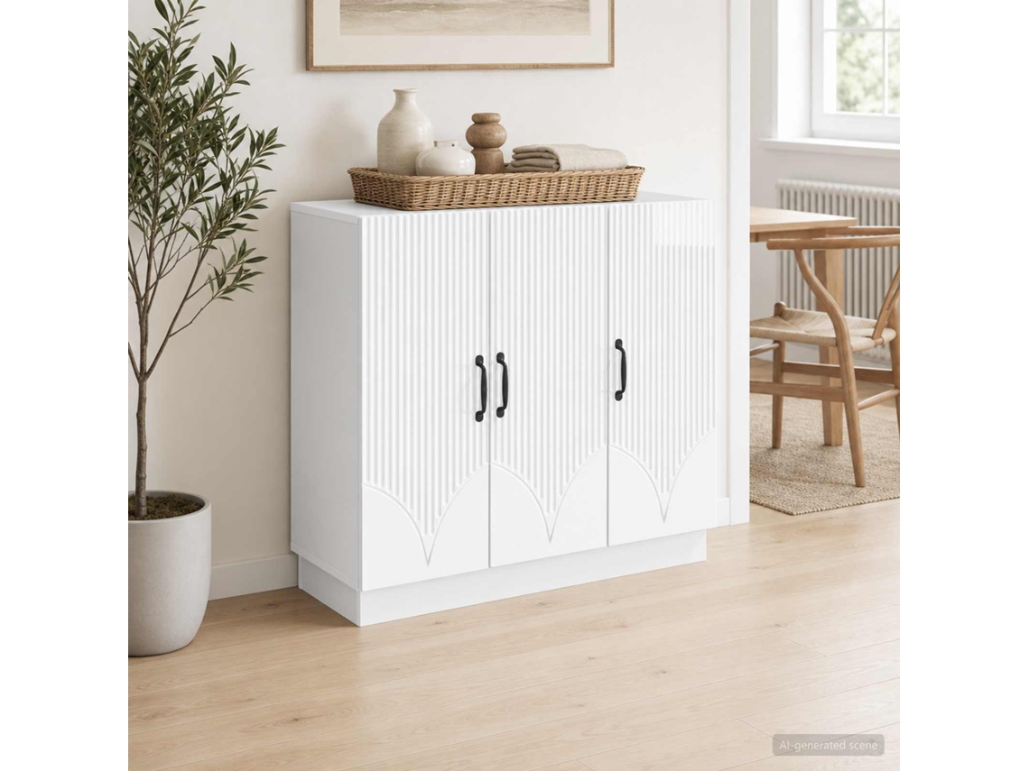 Vidaxl Buffet Branco Brilhante 89 X 34,5 X 77 Cm Derivados De Madeira