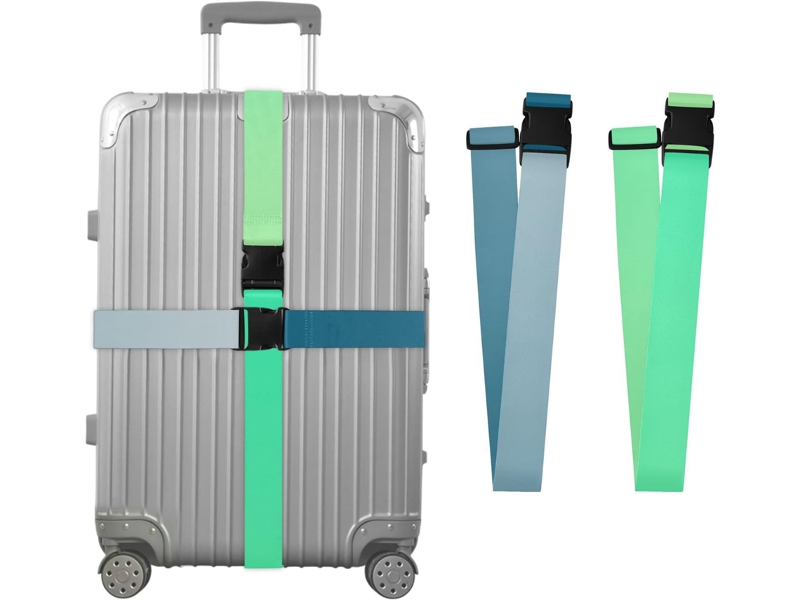 Conjunto De 2 Cintas Bagagem Resistentes E Ajustáveis, Com Degradê De Azul Escuro Para Verde, Ideais Para Acessórios